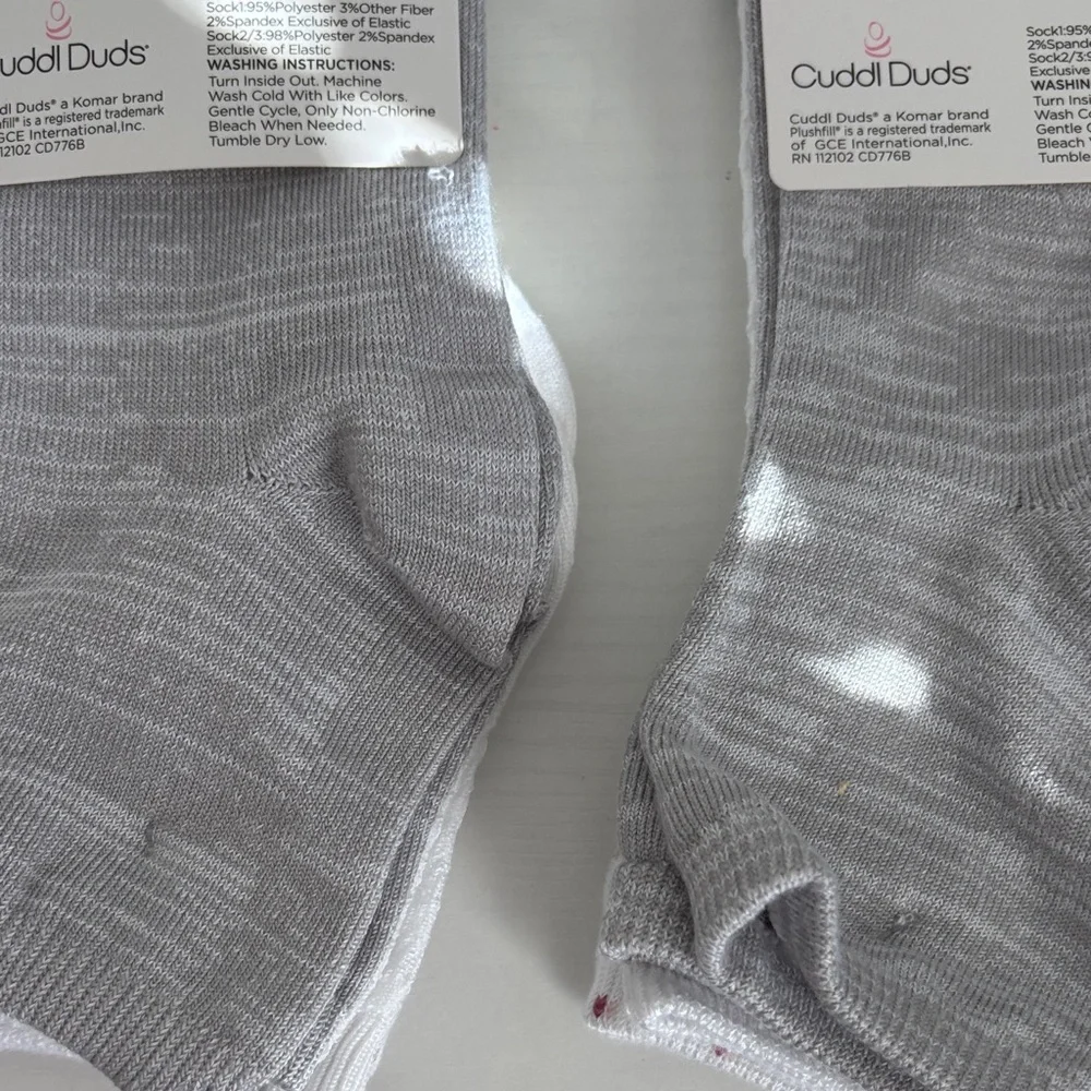 BOGO 3 pack Cuddl Duds White Socks with Red Accents